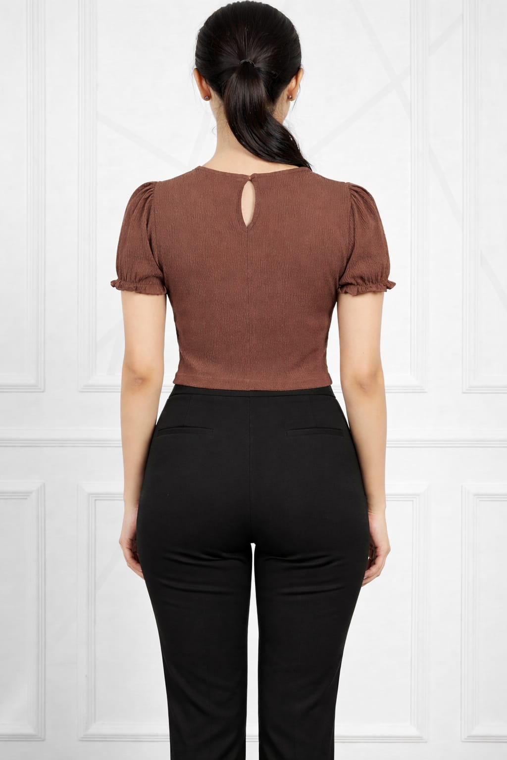 Ruffle Crop Top with Puff Sleeves | Stylish Party & Casual Wear Top